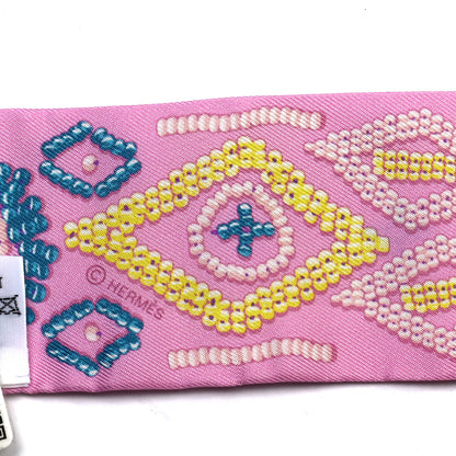 Hermes Silk Kelly En Perles Twilly Rose Bonbon Canard 3 of 4