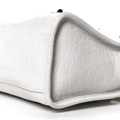 Balenciaga Matte Supple Lambskin Crocodile Embossed Classic Silver Hardware S City White 9 of 11