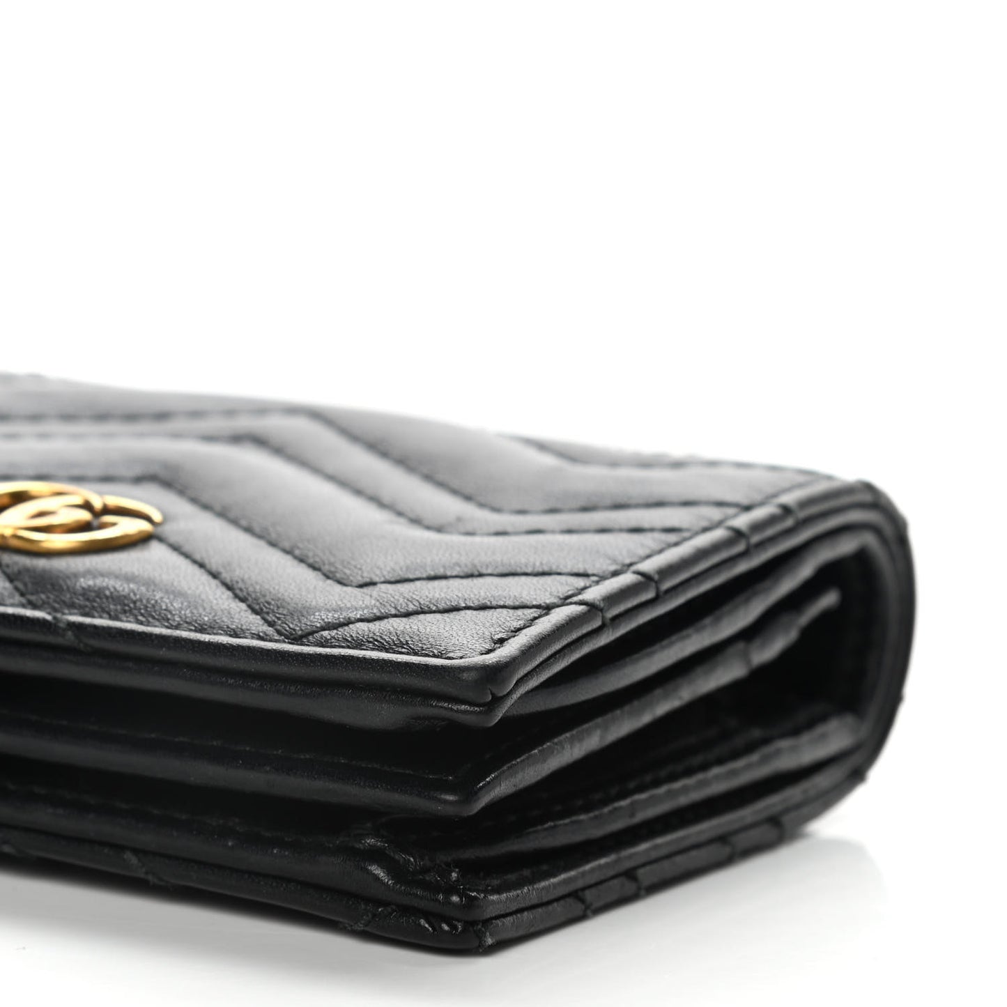 Calfskin Matelasse GG Marmont Card Case Wallet Black