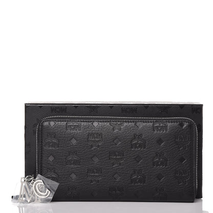 MCM Calfskin Ottomar Monogram Klara Zip Wallet Black 8 of 8