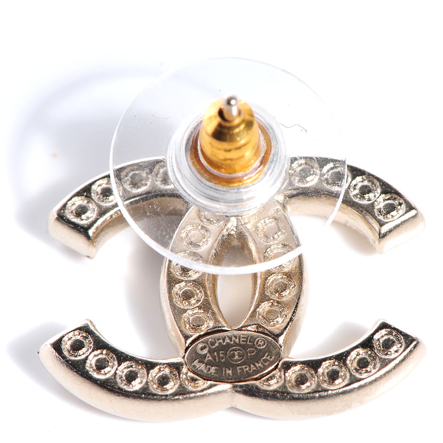 Chanel Crystal CC Earrings Gold 4 of 5