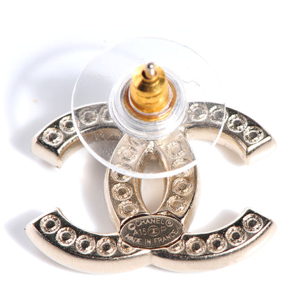 Chanel Crystal CC Earrings Gold 4 of 5