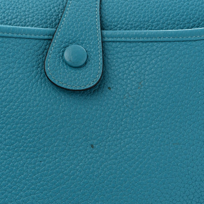 Hermes Taurillon Clemence Evelyne III GM Turquoise 14 of 15