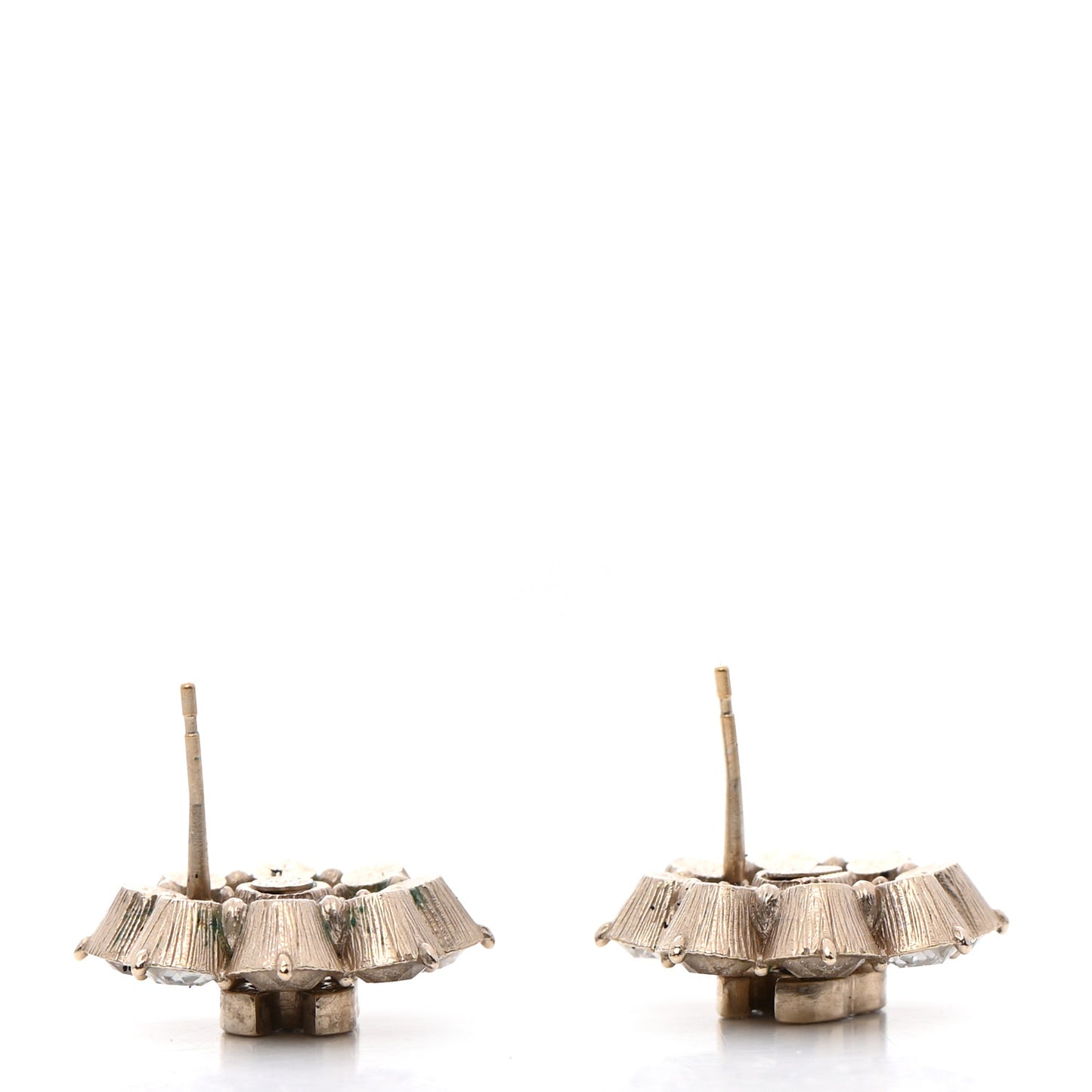 Crystal CC Flower Earrings Gold