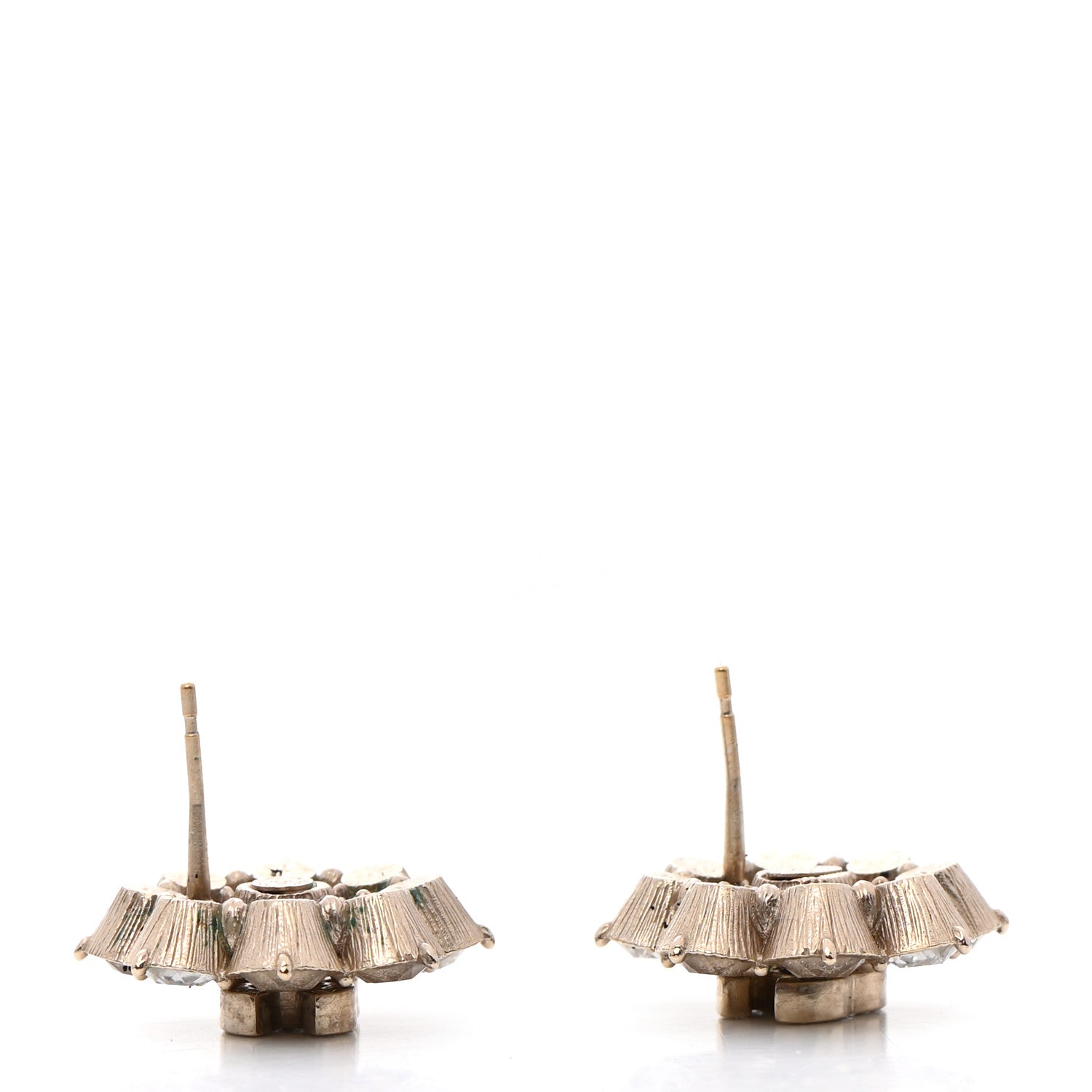 Chanel Crystal CC Flower Earrings Gold 3 of 6