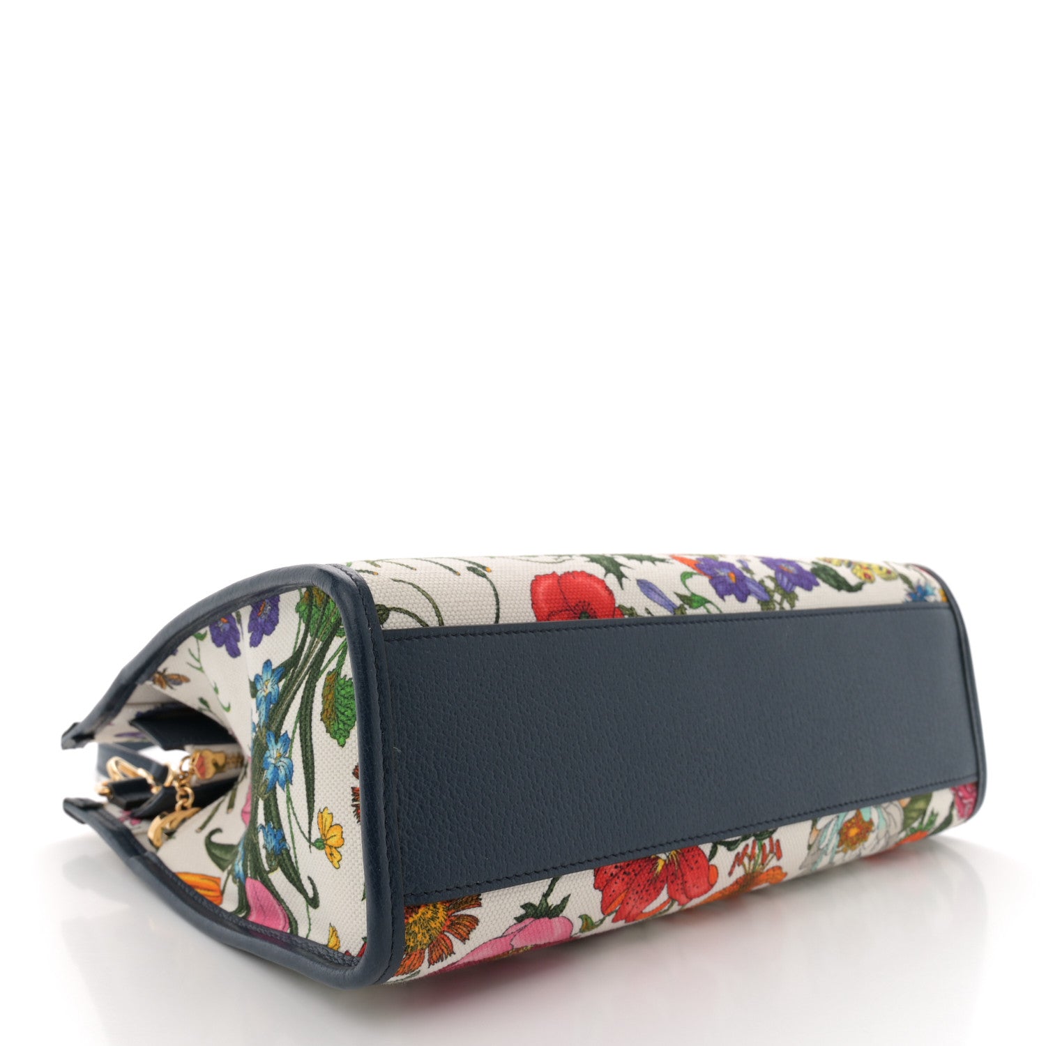 Gucci Canvas Medium Flora Tote White Multicolor Blue Agata 4 of 12