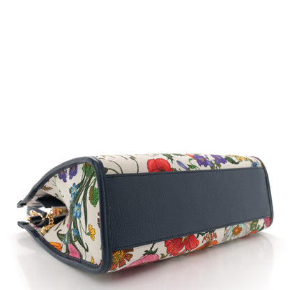 Gucci Canvas Medium Flora Tote White Multicolor Blue Agata 4 of 12