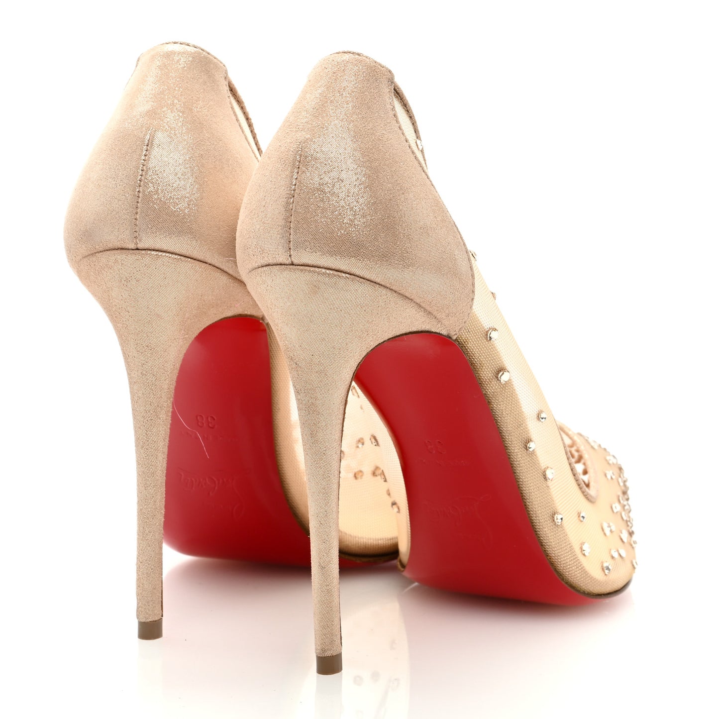 Suede Silk Crystal Strass Follies 100 Pumps 38 Light Silk