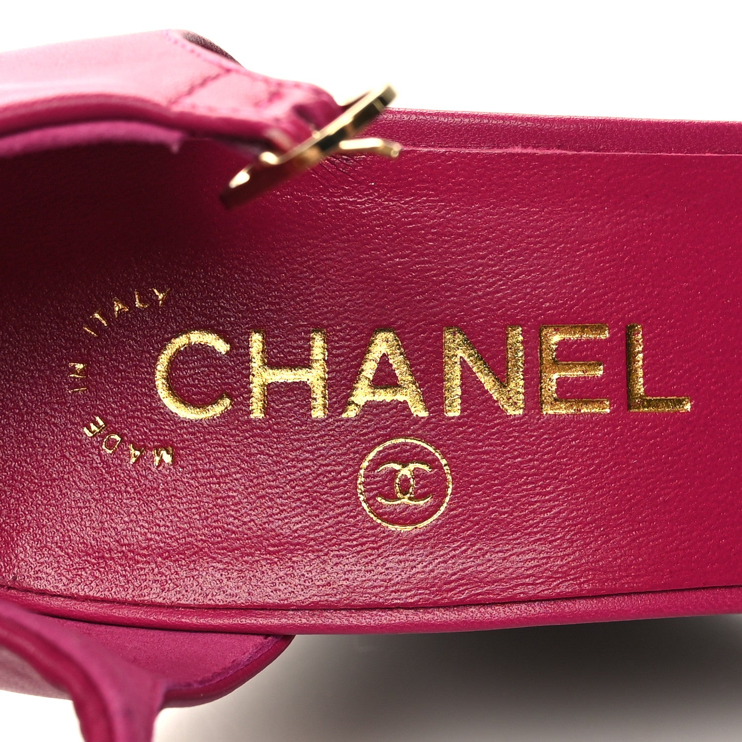 Chanel Lambskin Cap Toe Open Wedge 39.5 Fuchsia Black 8 of 9