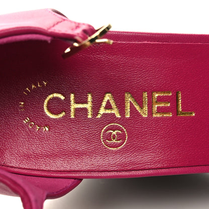 Chanel Lambskin Cap Toe Open Wedge 39.5 Fuchsia Black 8 of 9
