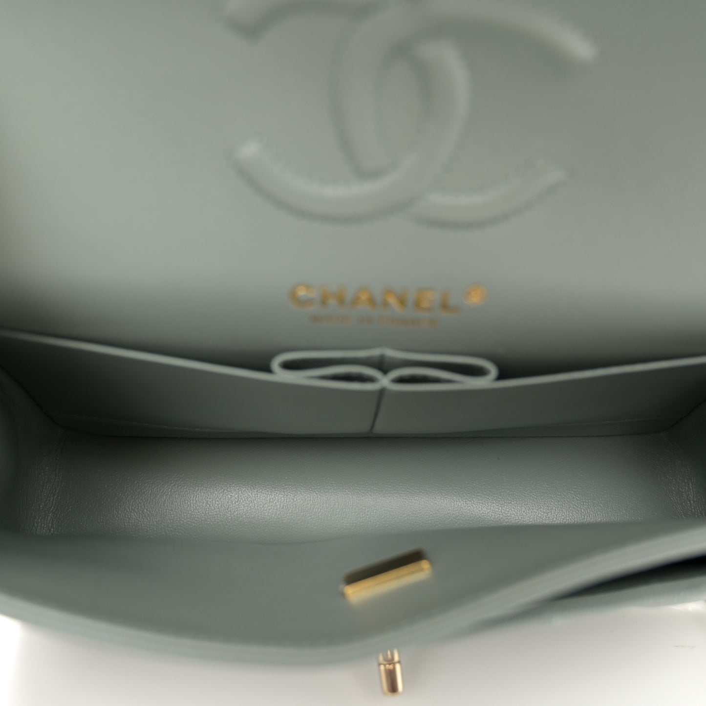 Caviar Quilted Small Double Flap Light Blue