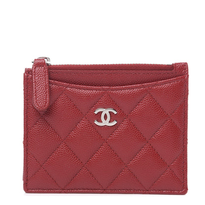 Chanel Caviar Quilted CC Zip Card Holder Red 1 of 6