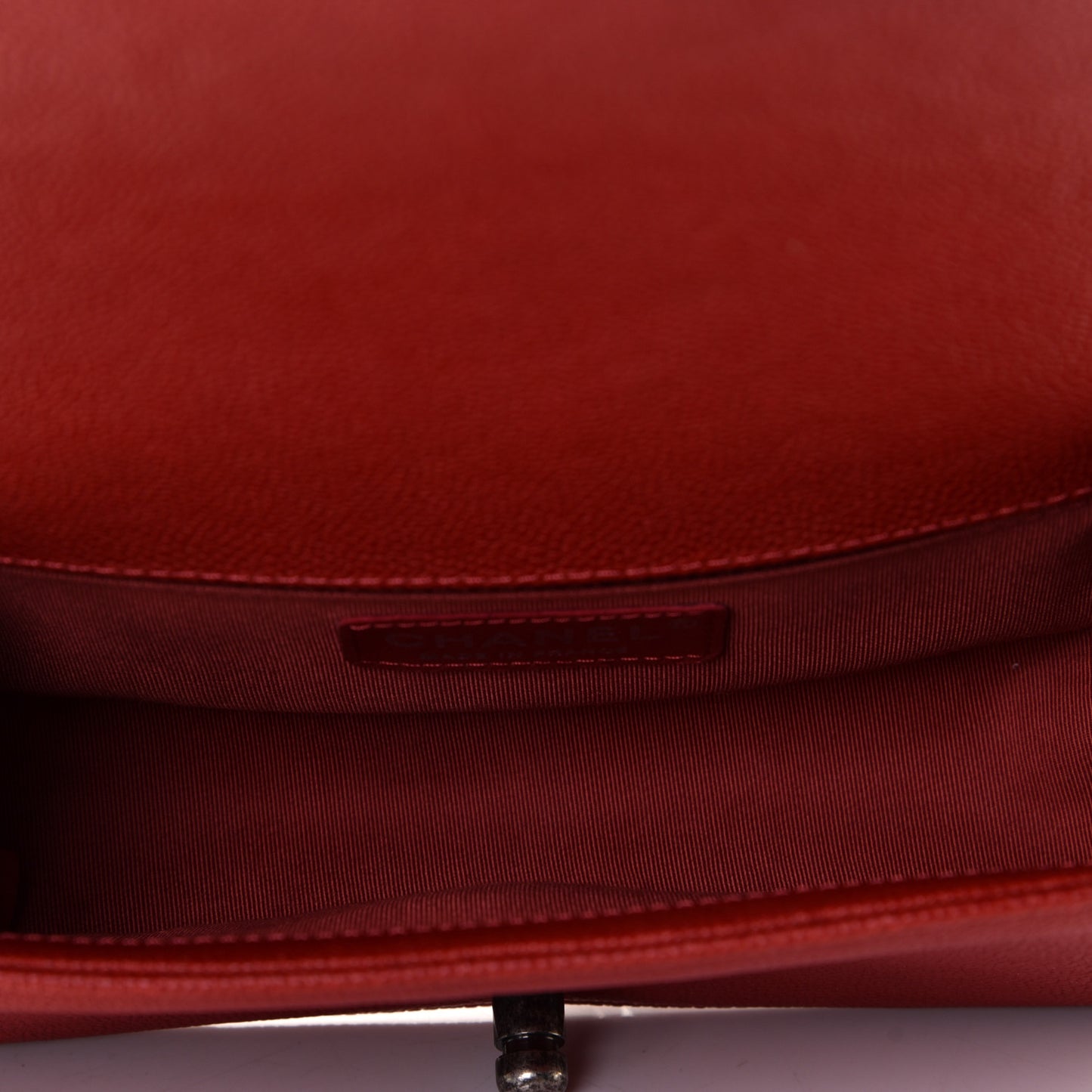Caviar Quilted Small Boy Flap Dark Red