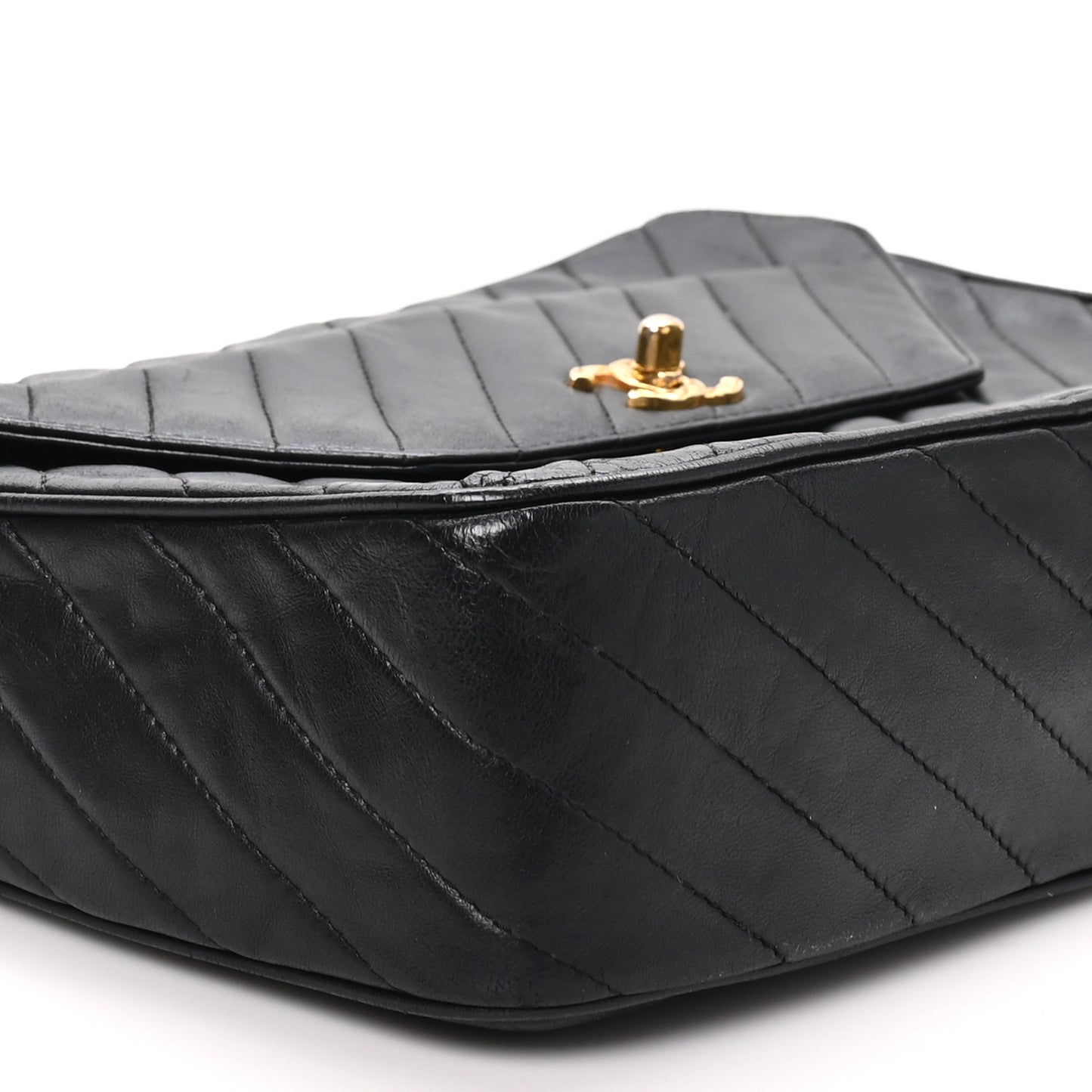 Lambskin Diagonal Quilted Tassel Camera Bag Black