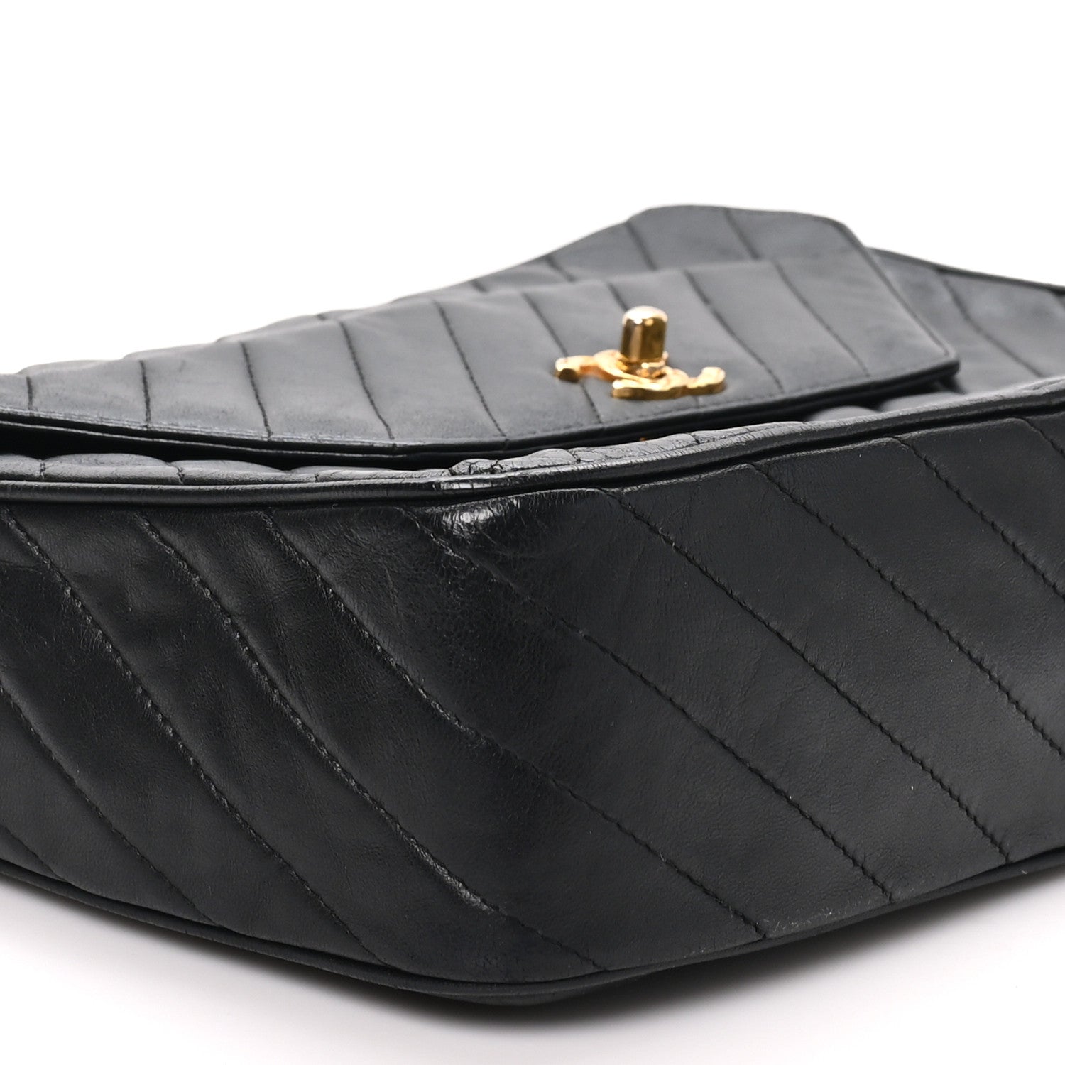 Chanel Lambskin Diagonal Quilted Tassel Camera Bag Black 10 of 11