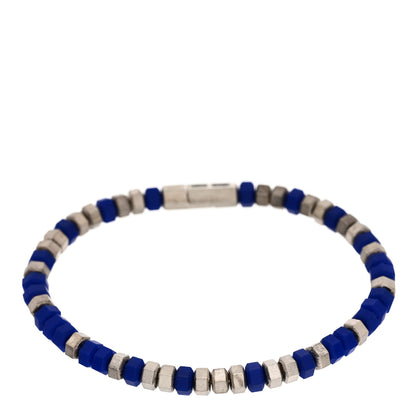 David Yurman Sterling Silver Rubber Hex Bead Bracelet Blue 1 of 3