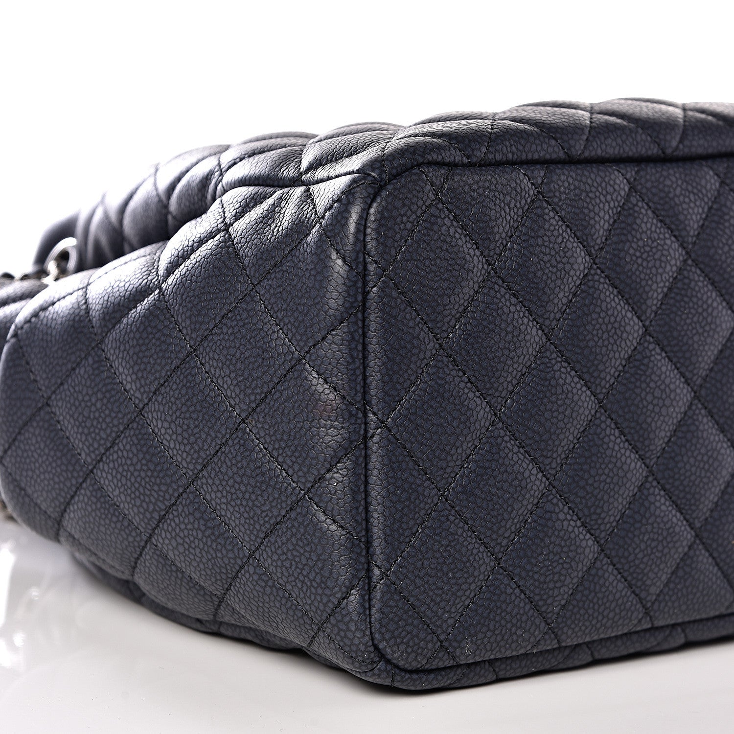Chanel Grained Calfskin Quilted Medium CC Chain Bucket Drawstring Bag Blue 7 of 8