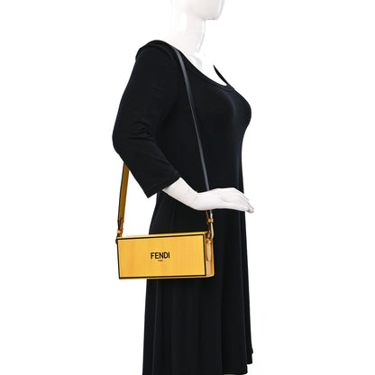 Fendi Vitello Fluffy Logo Horizontal Box Crossbody Bag Yellow Box Black 2 of 8