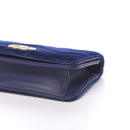 Gucci Velvet Matelasse GG Marmont Mini Bag Cobalt Blue 8 of 10