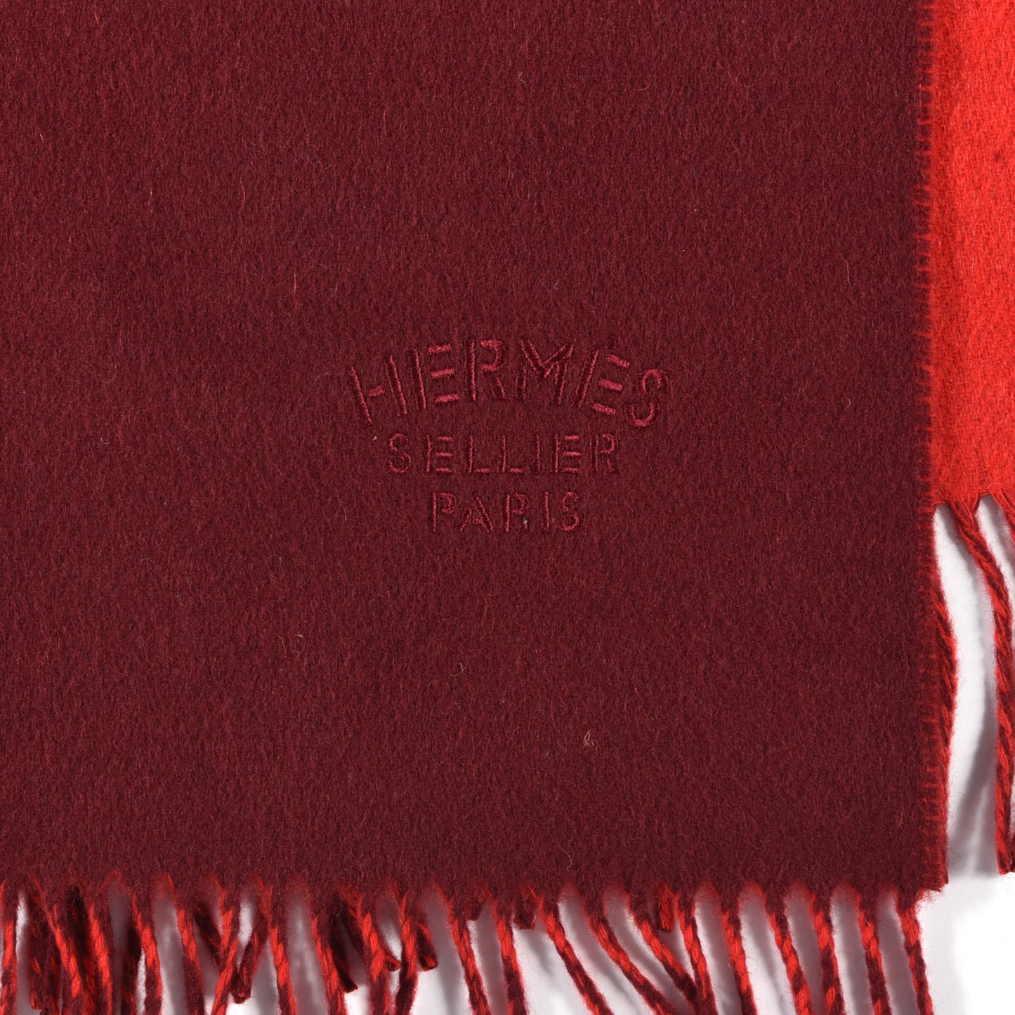 Cashmere Fringe Double Face Scarf Bordeaux Rouge