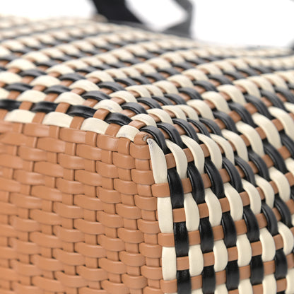 Miu Miu Polyurethane Calfskin Woven Bi-Color Tote Beige Black 8 of 14