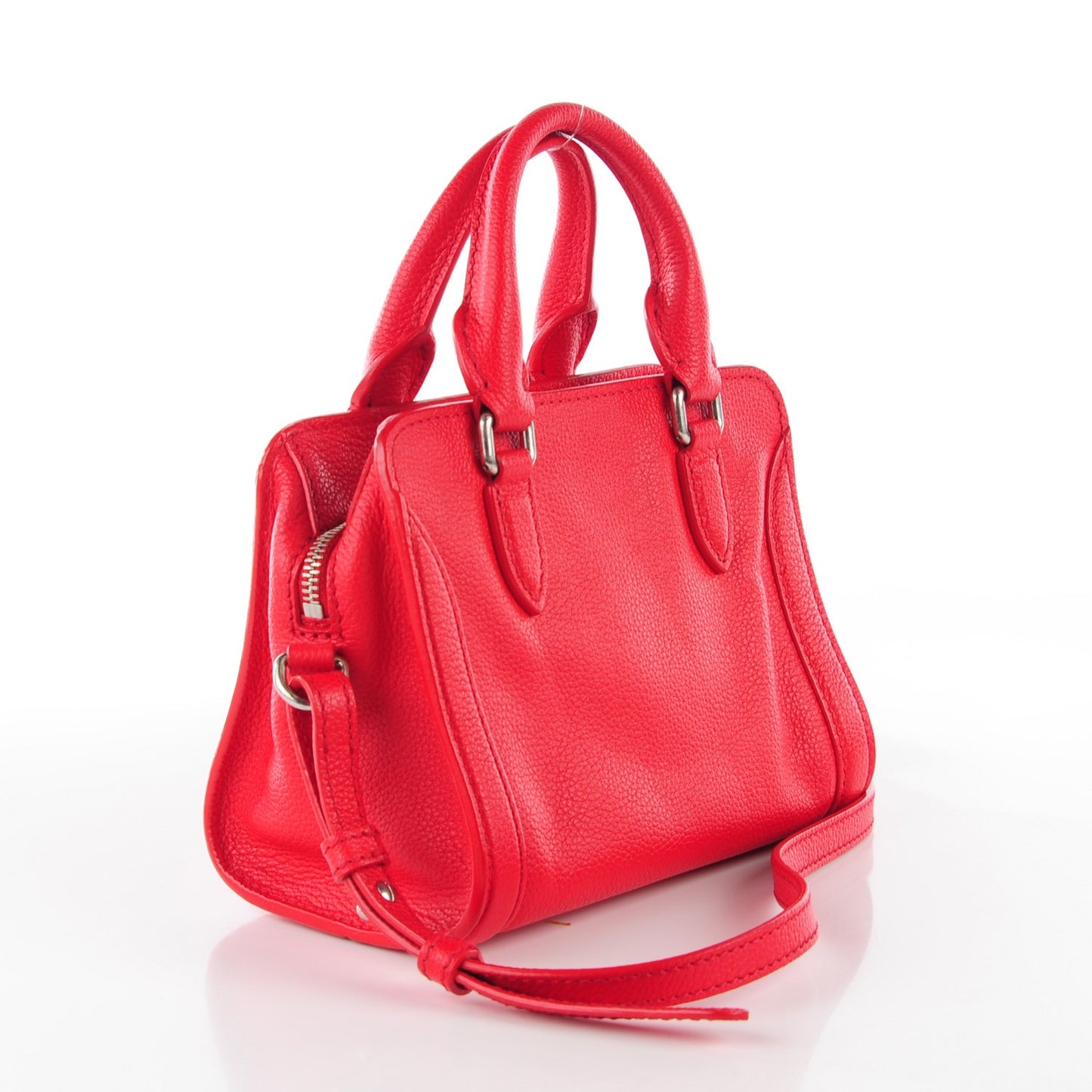 Pebbled Calfskin Mini Padlock Tote Red