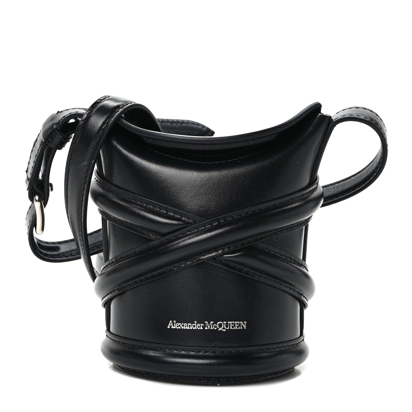 Calfskin Mini Curve Bucket Bag Black