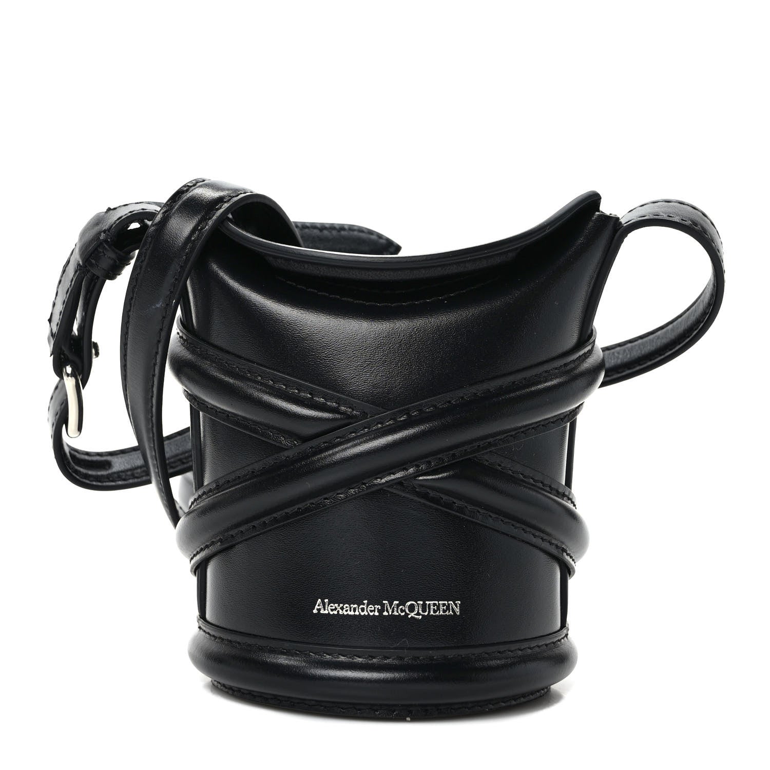 Alexander McQueen Calfskin Mini Curve Bucket Bag Black 1 of 10