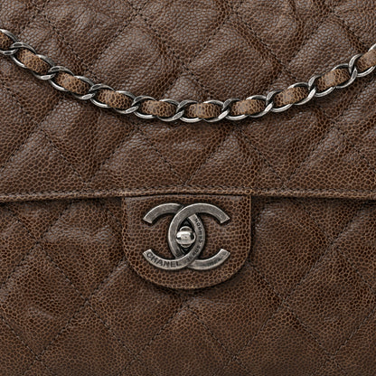 Chanel Crumpled Grained Calfskin Jumbo CC Crave Flap Brown 8 of 10