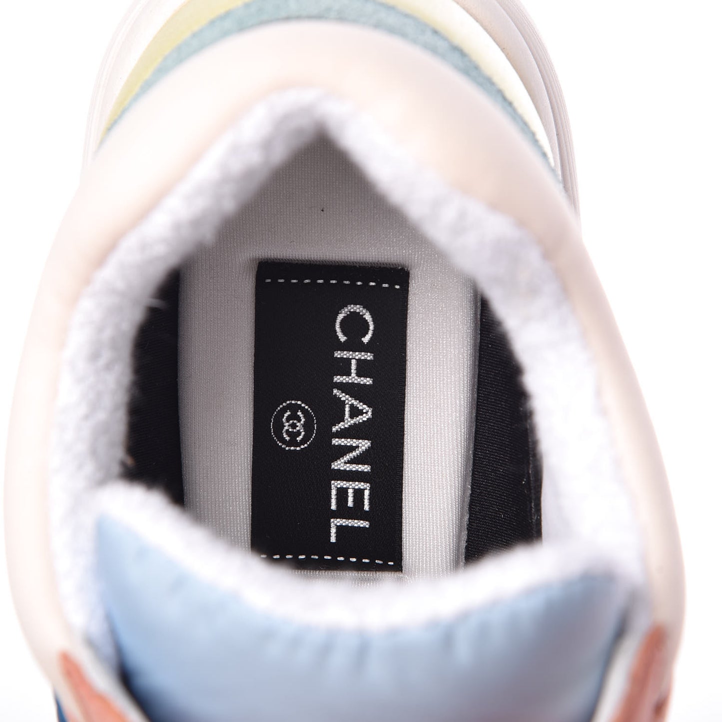 Nylon Lambskin Suede Calfskin CC Sneakers 40 Coral Light Blue White