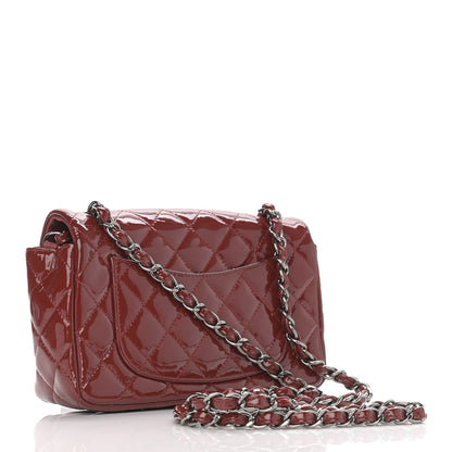 Chanel Patent Calfskin Quilted Mini Rectangular Flap Dark Red 2 of 10