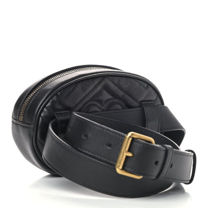 Gucci Calfskin Matelasse GG Marmont Belt Bag 95 38 Black 2 of 6