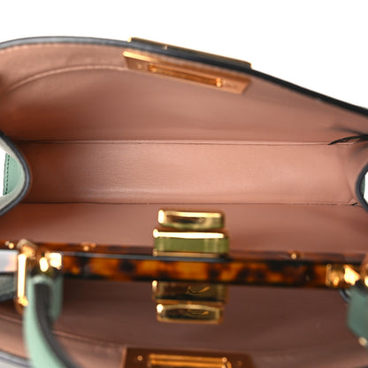 Fendi Vitello Seta Shiny Nappa Plexiglass Small Peekaboo I SEE U Satchel Menta Light Rose 5 of 9