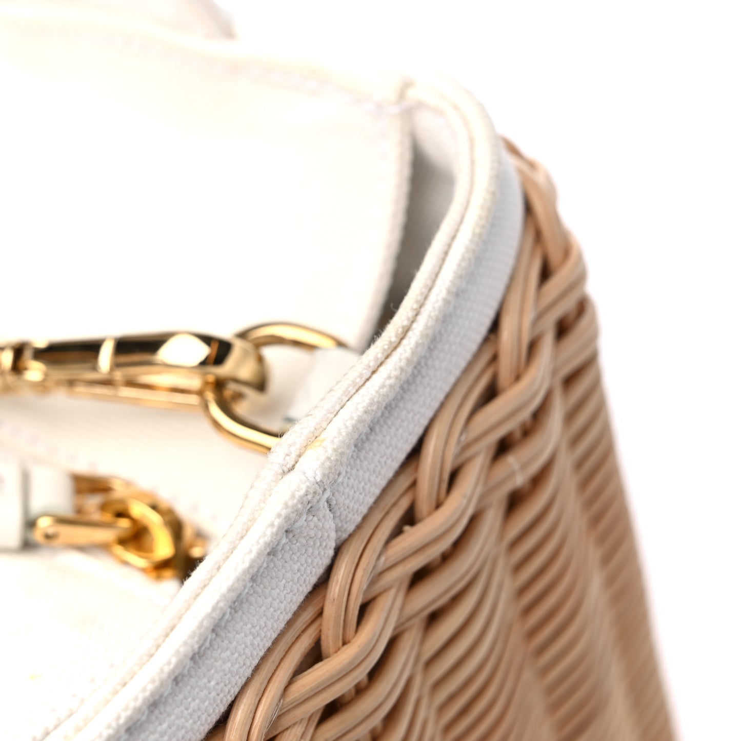 Wicker Canvas Tote Naturale White