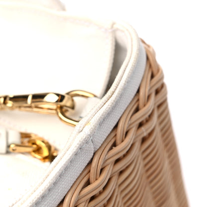 Prada Wicker Canvas Tote Naturale White 13 of 14