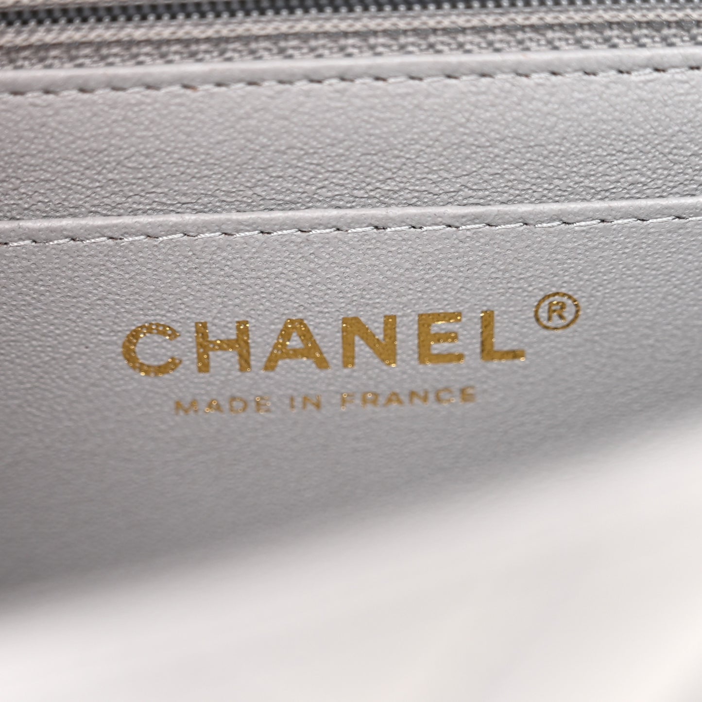 Lambskin Chevron Quilted Mini Square Flap Grey