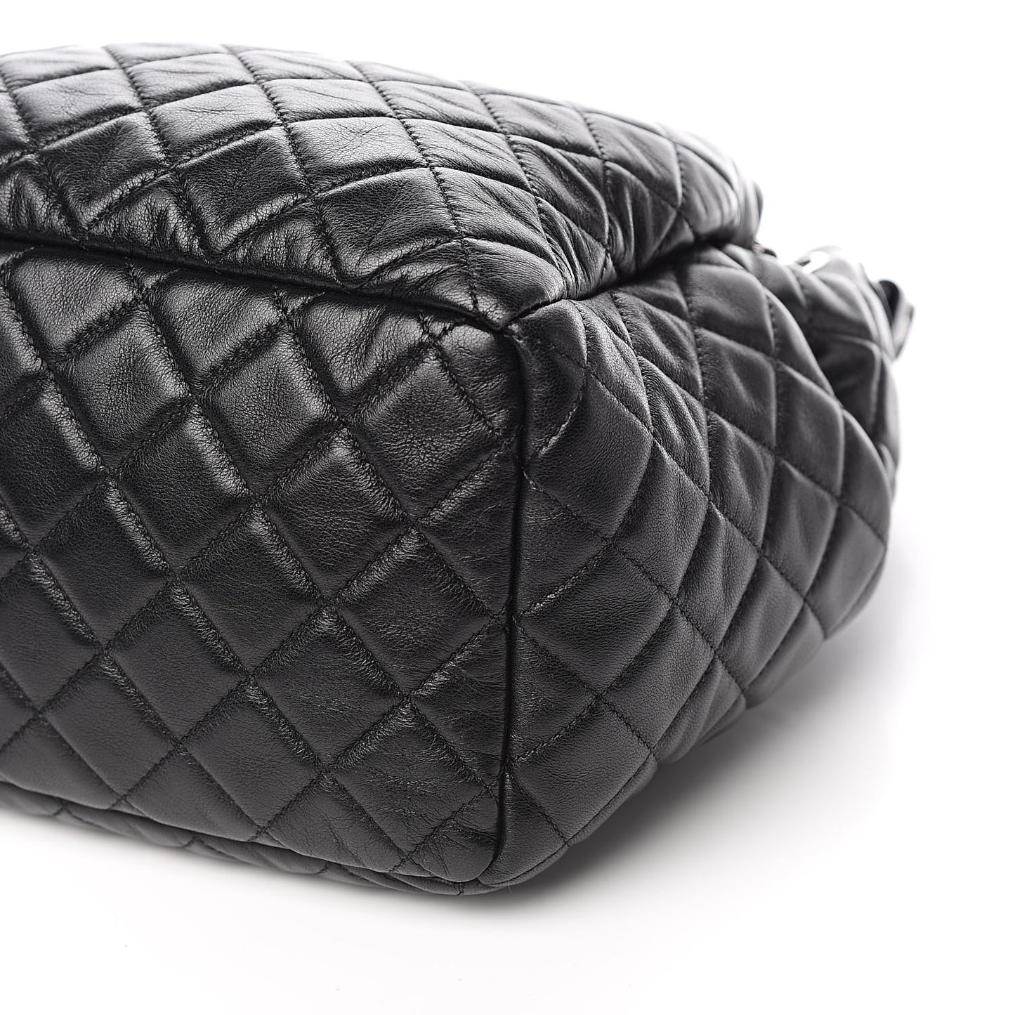 Lambskin Quilted CC Chain Drawstring Tote Black
