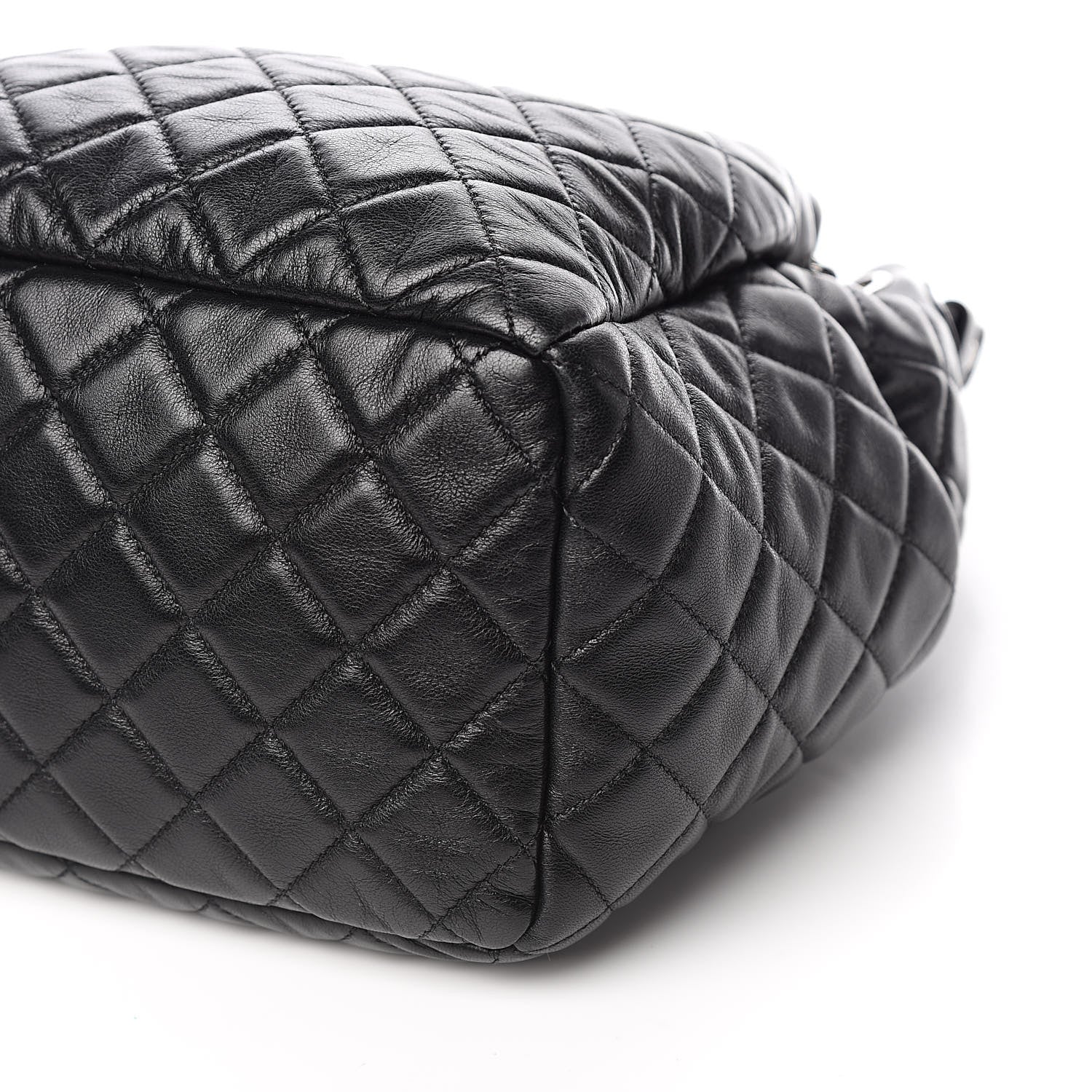 Chanel Lambskin Quilted CC Chain Drawstring Tote Black 9 of 11