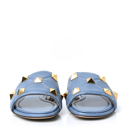 Valentino Garavani Nappa Roman Stud Flat Slide Sandals 39.5 Niagara 2 of 8