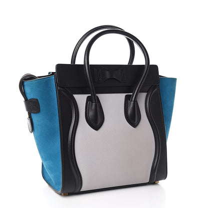 Celine Baby Grained Calfskin Nubuck Micro Tri-Color Luggage Light Grey 3 of 10