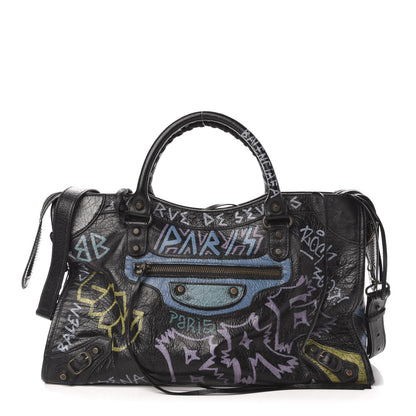 Balenciaga Agneau Graffiti All Over Classic Hardware City Black Multicolor 5 of 14