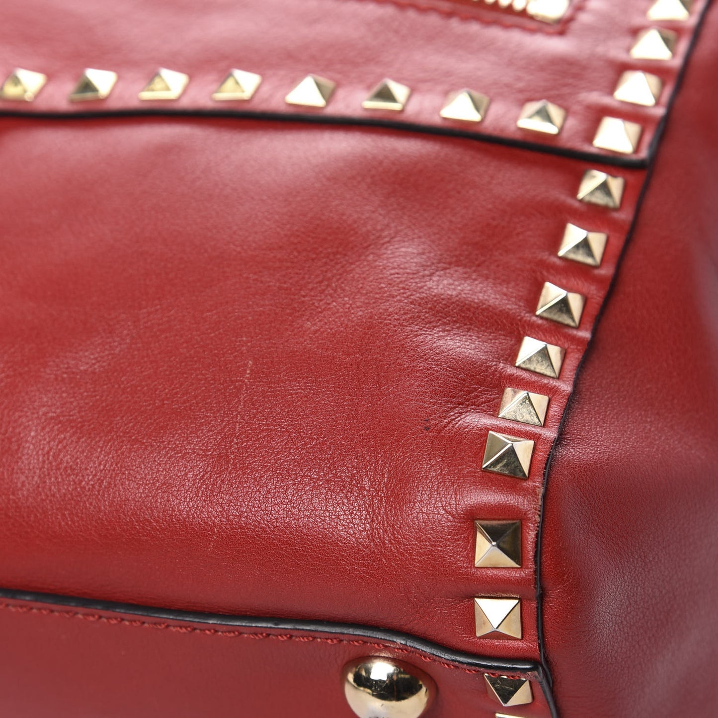 Calfskin Rockstud Top Handle Satchel Rosso Valentino