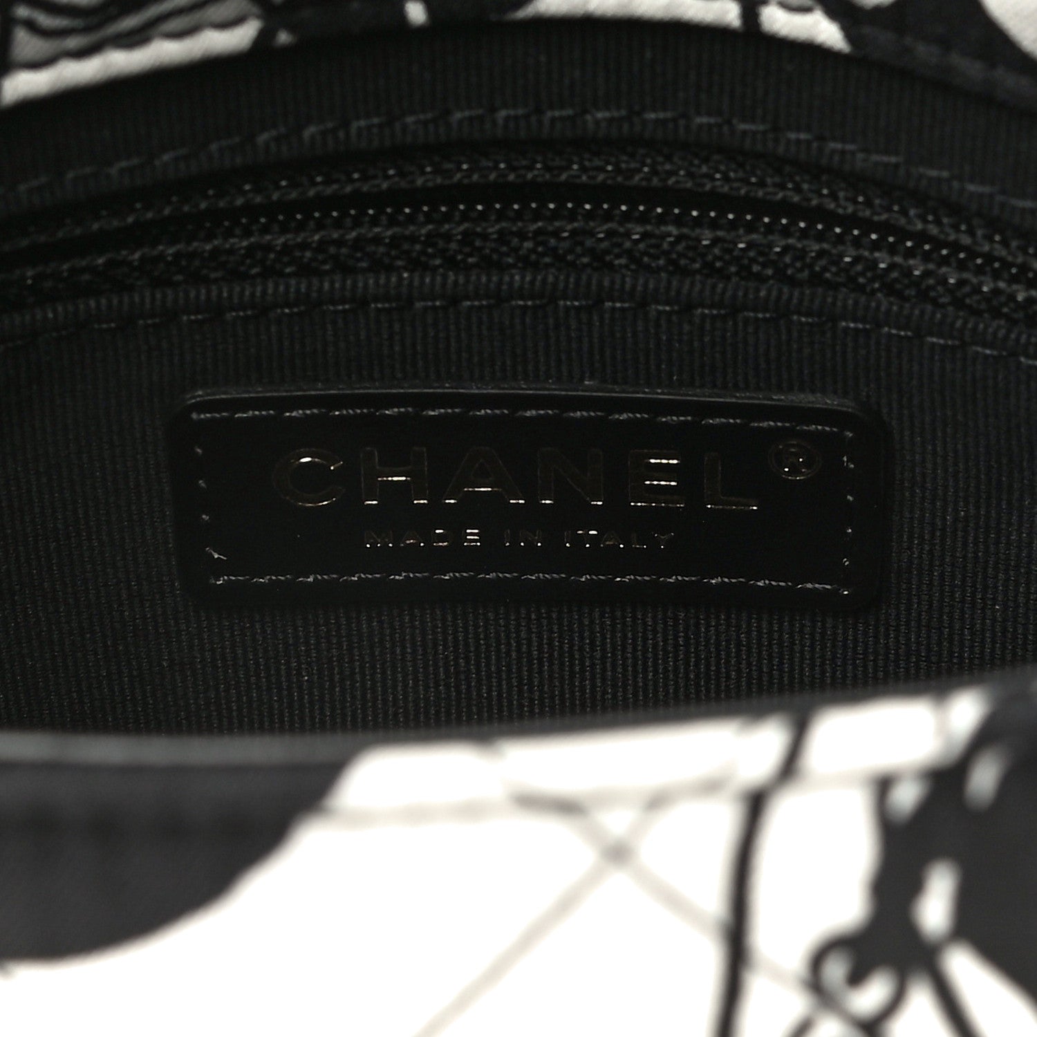 Chanel Canvas Printed Deer Coco Mini Single Flap White Black 9 of 14