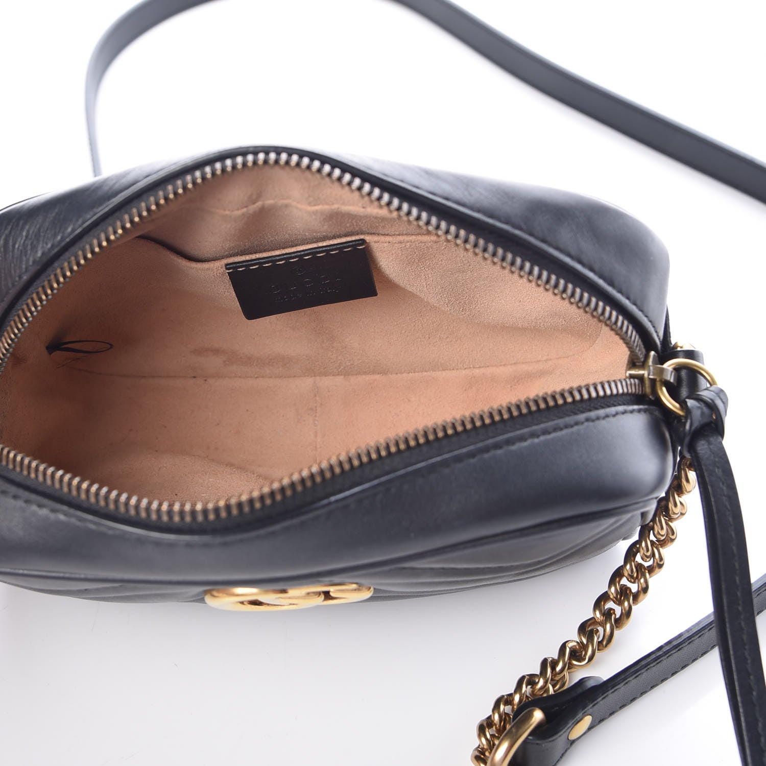 Gucci Calfskin Matelasse Mini GG Marmont Chain Shoulder Bag Black 5 of 12