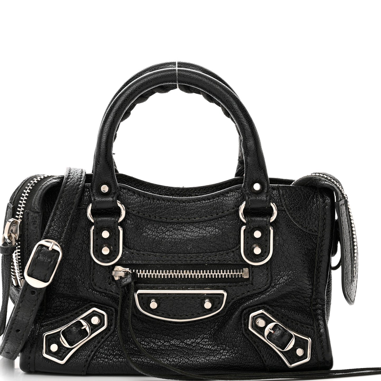 Chevre Silver Metallic Edge Hardware Nano City Black