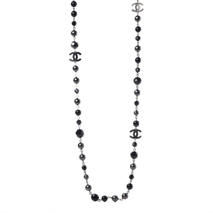 Chanel Ruthenium Pearl Bead CC Long Necklace Black 1 of 6