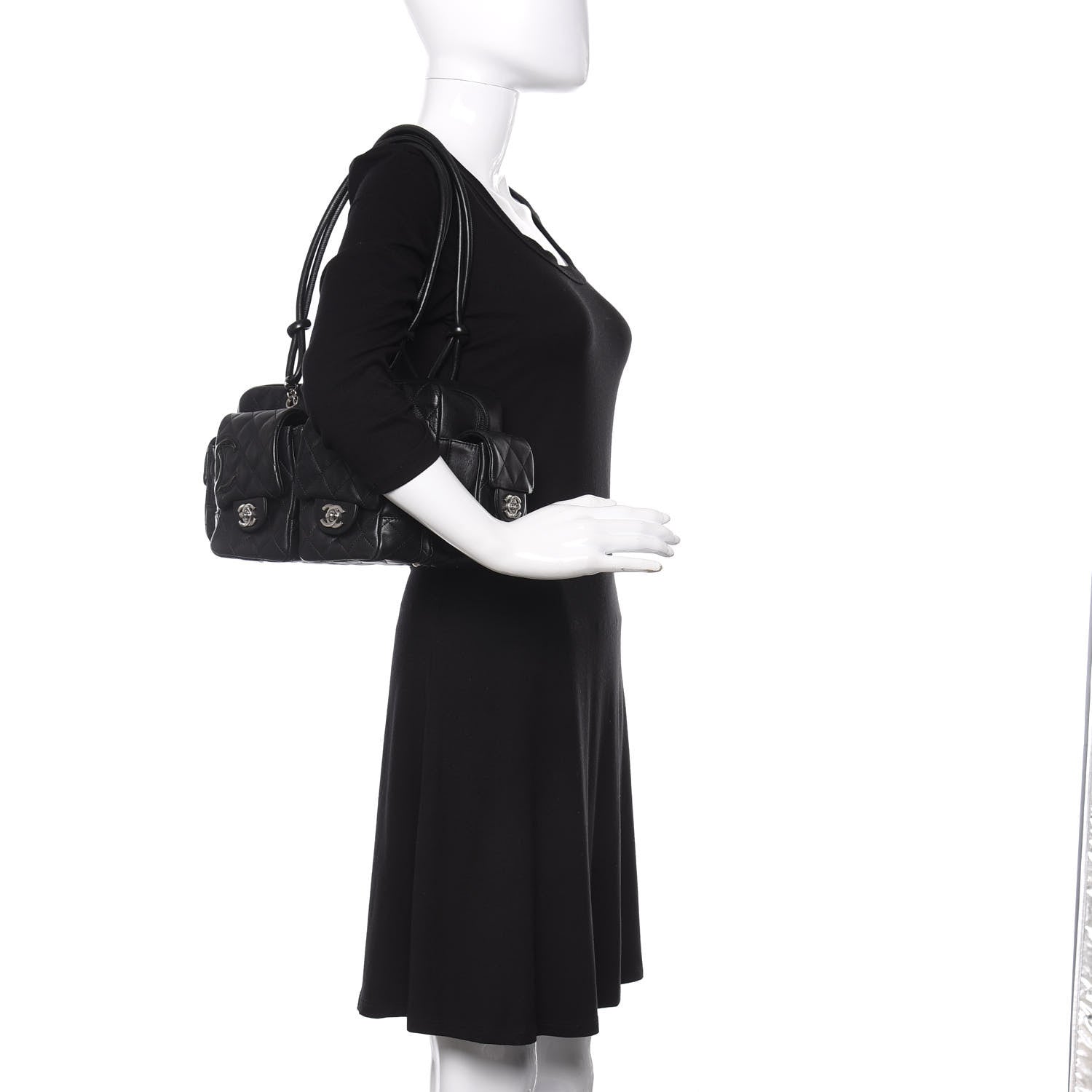 Chanel Calfskin Quilted Small Cambon Multipocket Reporter Black 2 of 10