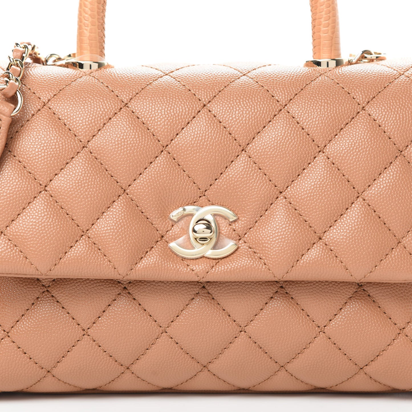 Caviar Quilted Lizard Embossed Mini Coco Handle Flap Brown