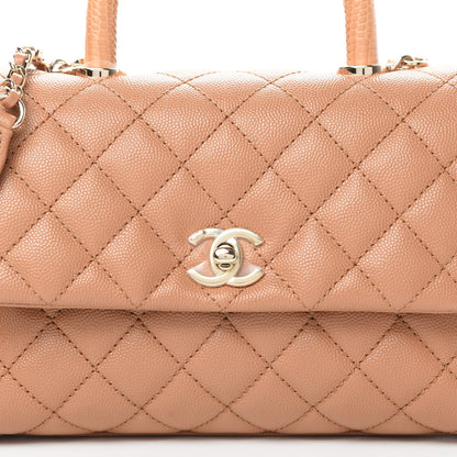 Chanel Caviar Quilted Lizard Embossed Mini Coco Handle Flap Brown 9 of 12