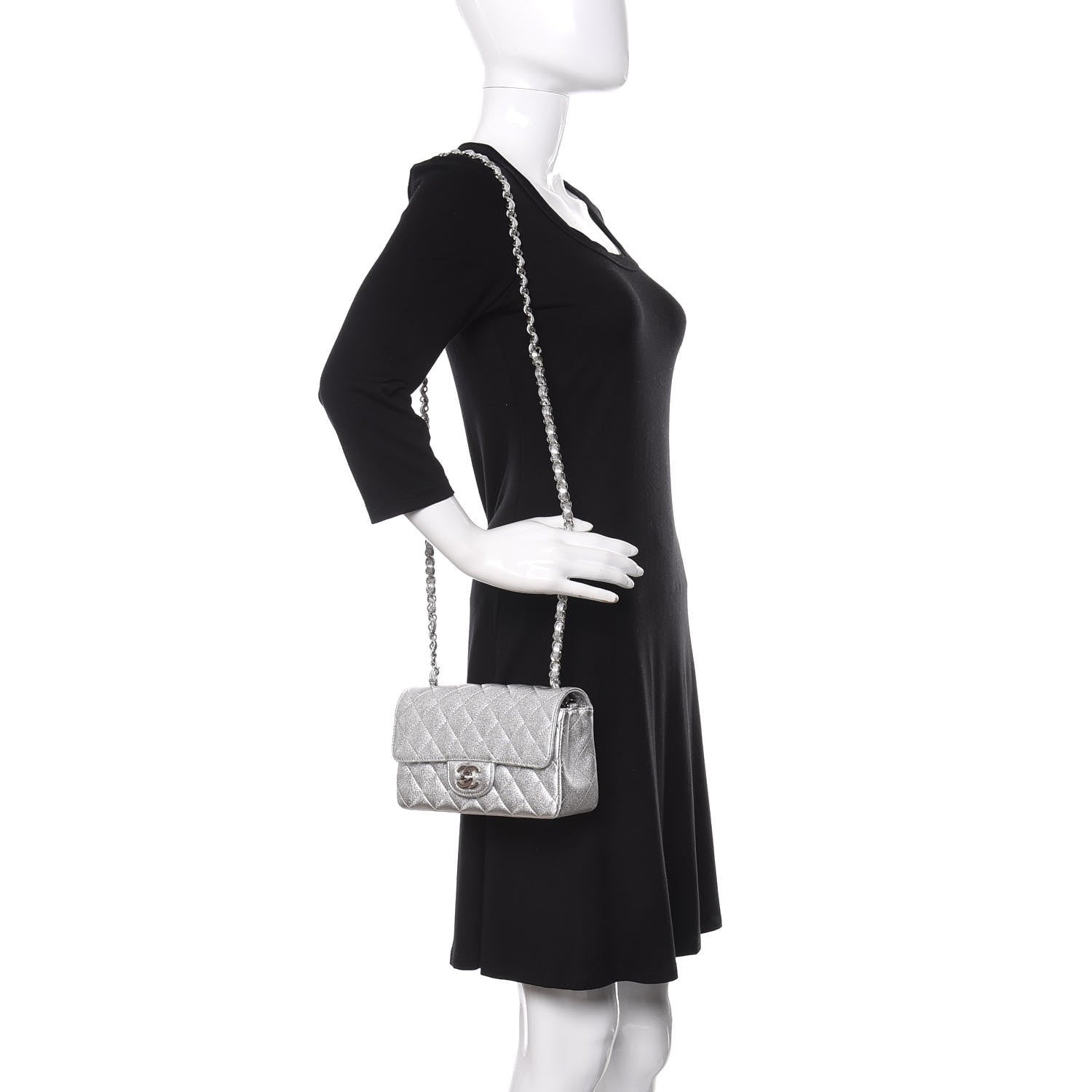 Chanel Metallic Lambskin Quilted Mini Rectangular Flap Silver 2 of 10